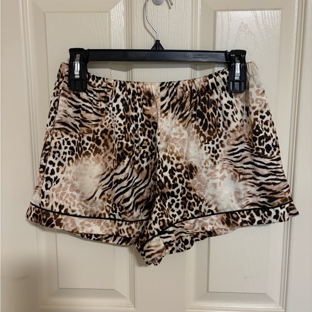 INC International Concepts 2-Piece Stretch Satin Pajama Set Leopard Print XS - Picture 7 of 11